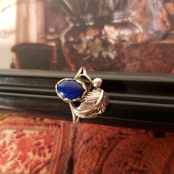 Vintage 1970s Lapis Sterling Silver Ring - Picture 4 of 5